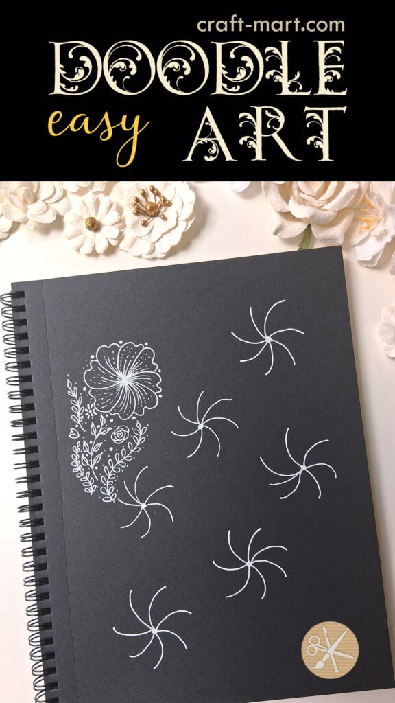 White-on-Black Flower Doodle