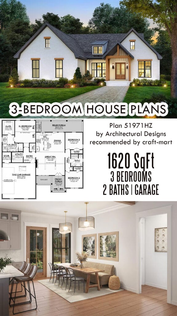Craftsman 3-Bedroom House Plan (1,690 sqft)