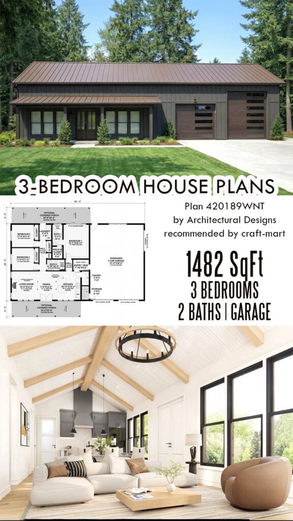 3-Bedroom Barndominium (1,482 sqft)