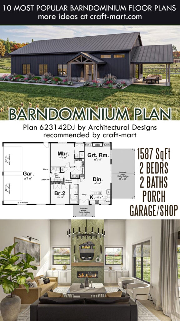 1,587 Sq Ft Barndominium with Oversized Garage