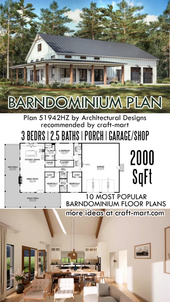 2,000 SqFt Barndominium Plan