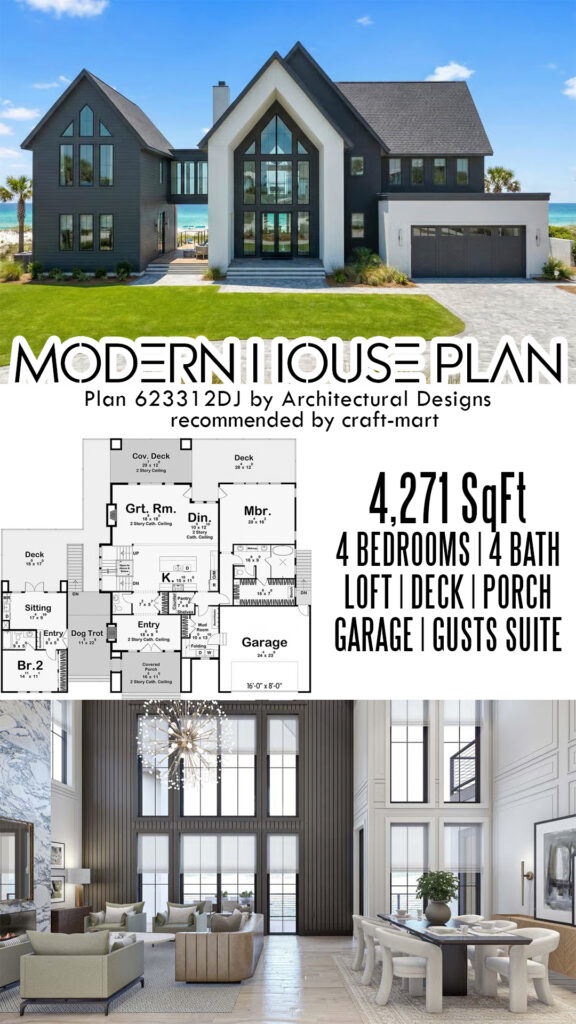 Modern House Plan with Dog Trot and Guest Suite