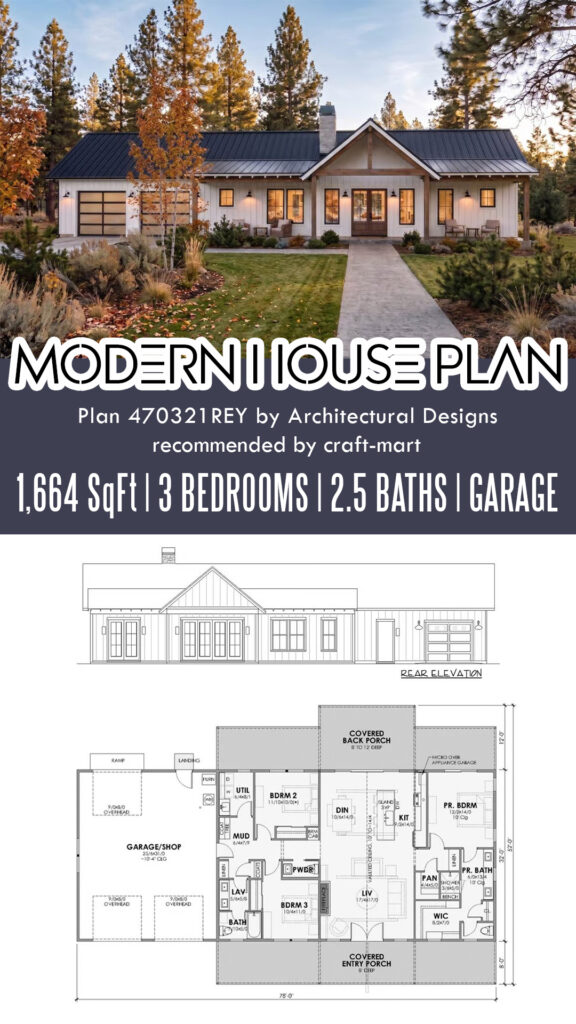 Modern 3-Bedroom Ranch (1,664 Sq Ft)