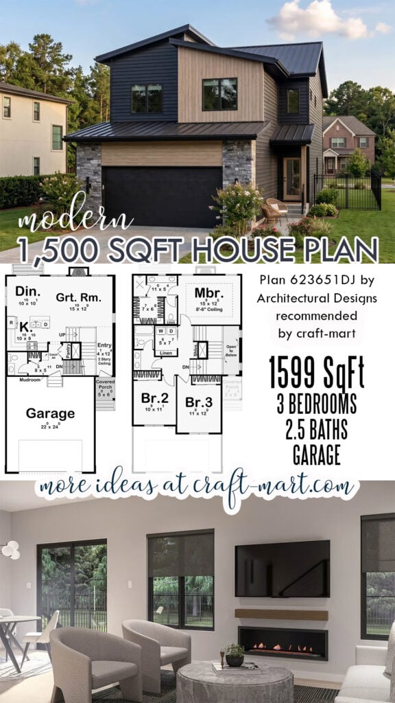 Modern House Plan - 1,599 Sq ft