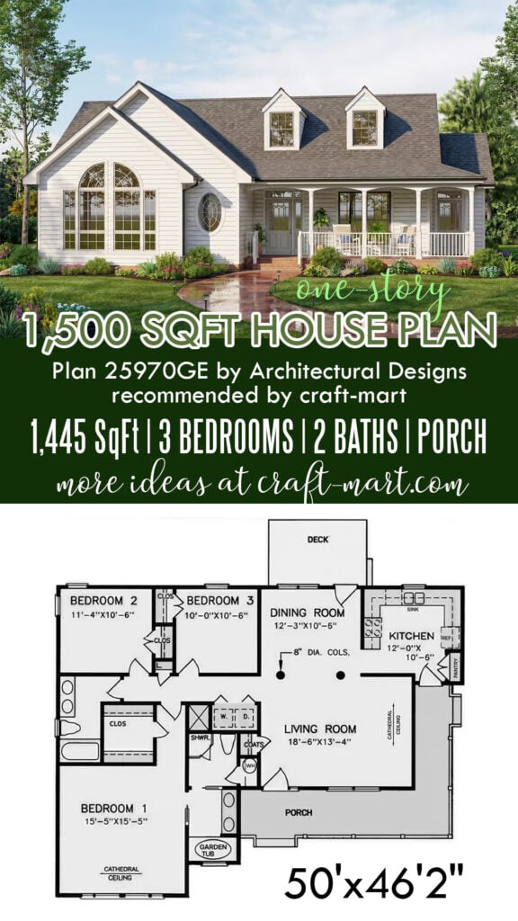 1500 Sq Ft House Plan with Wrap-Around Porch