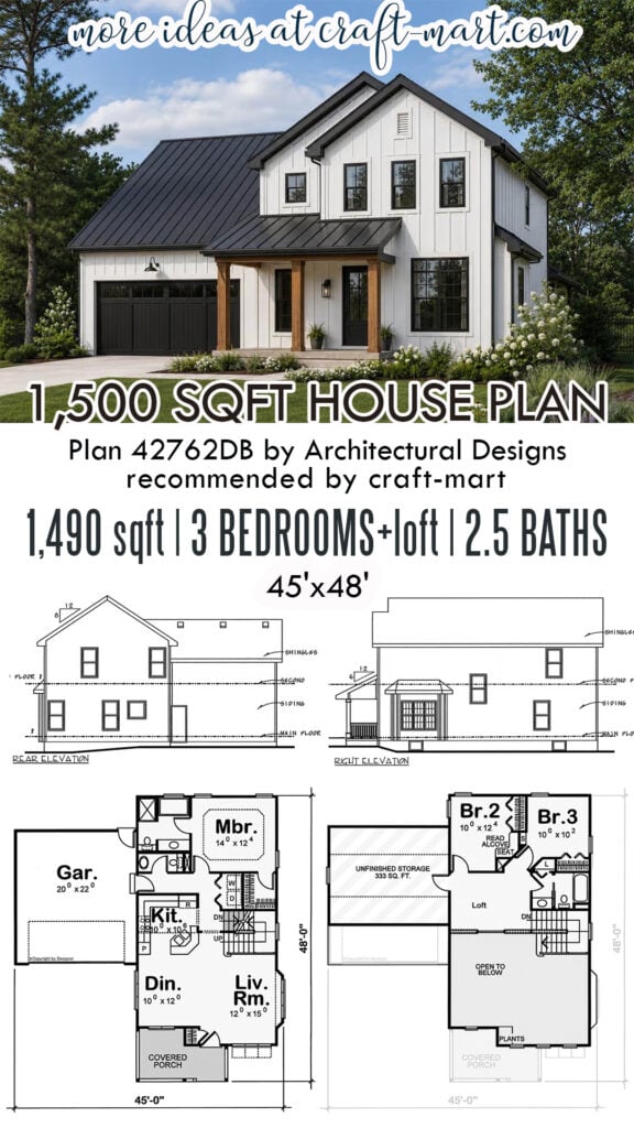 Modern Farmhouse Plan - 1,490 Sq Ft