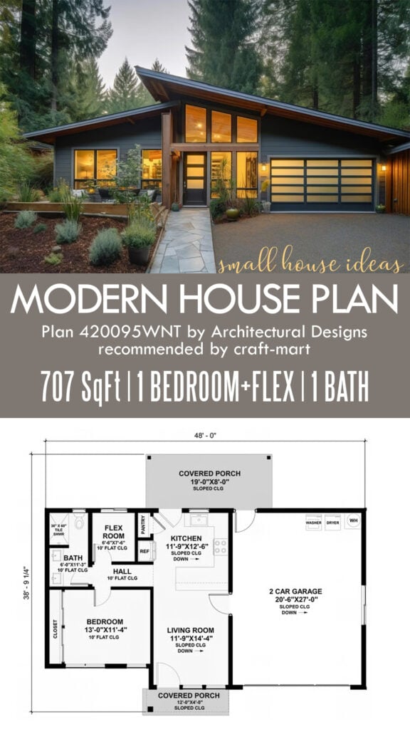 Modern House Plan (707 sq ft)
