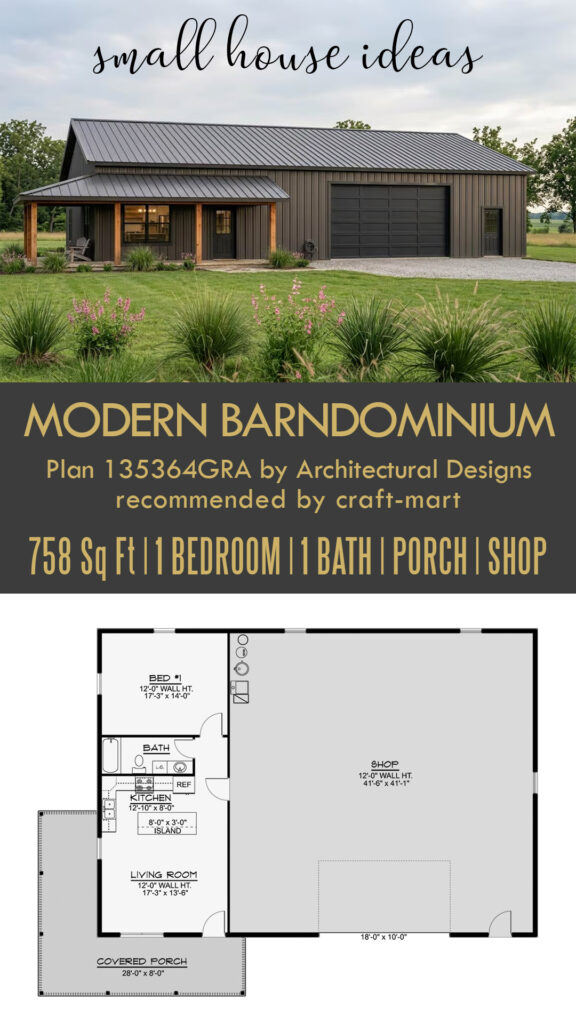 758 sqft Barndominium with Shop