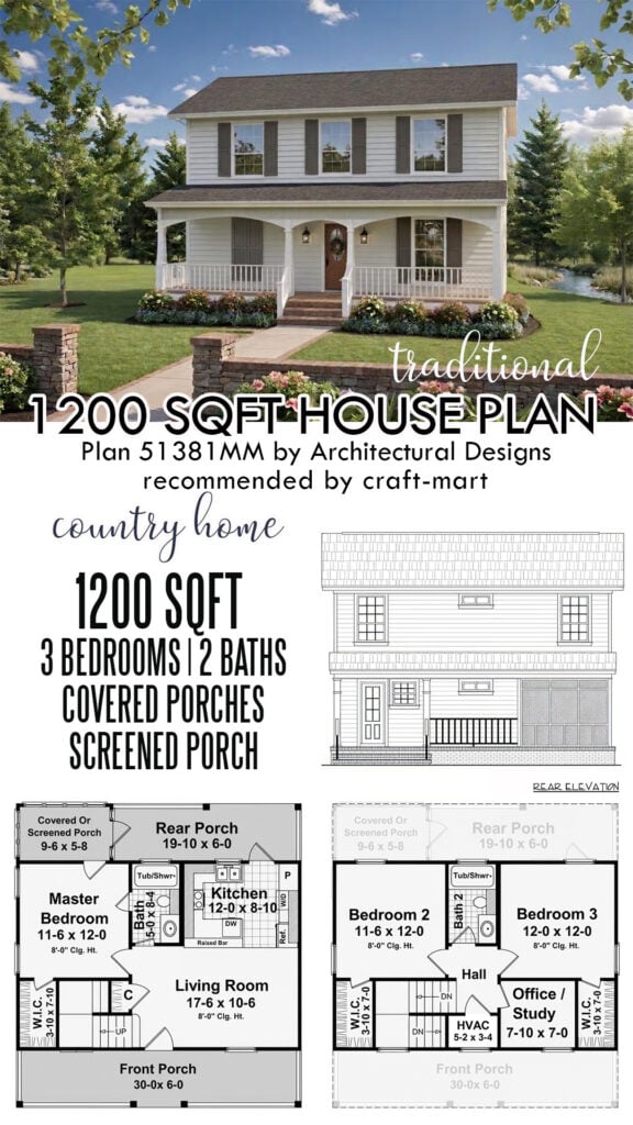 Traditional 1200 Sq Ft House Plan