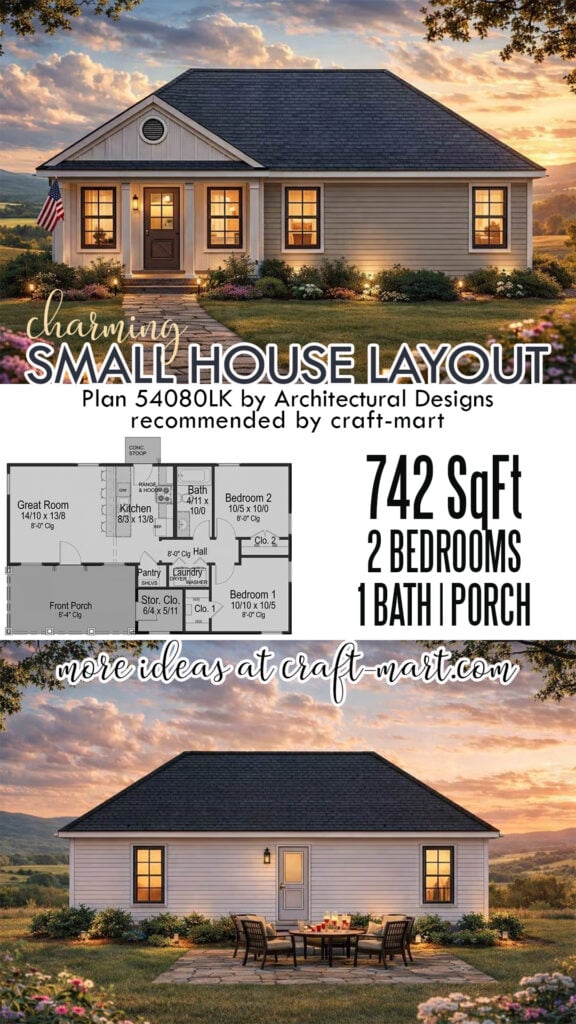 Charming Small House Layout (742 Sq Ft)